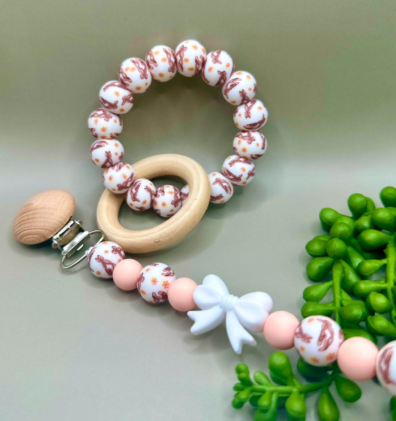 Ballerina Shoes Pacifier Clip + Teether