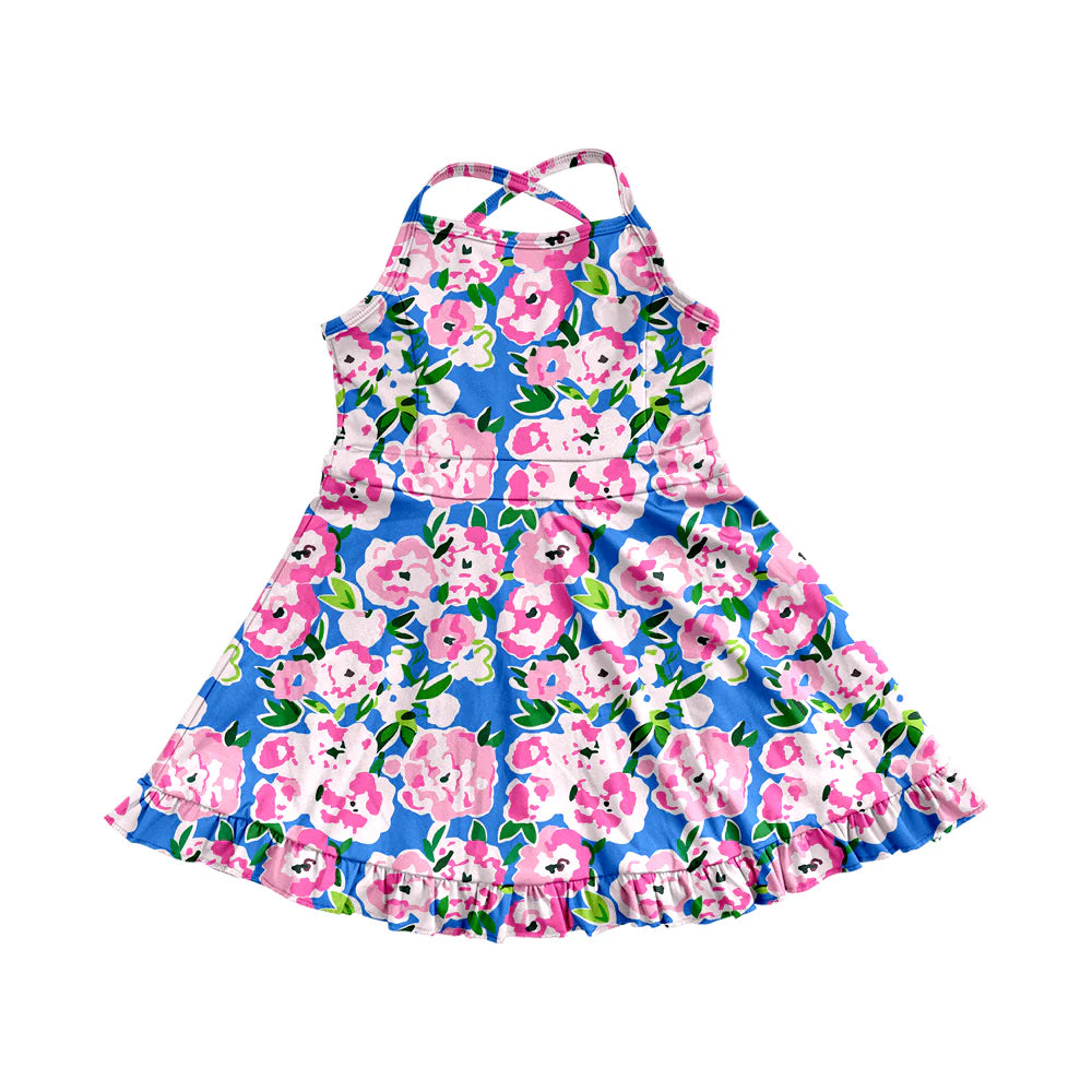 Blue Floral Athletic Skort Dress - Preorder
