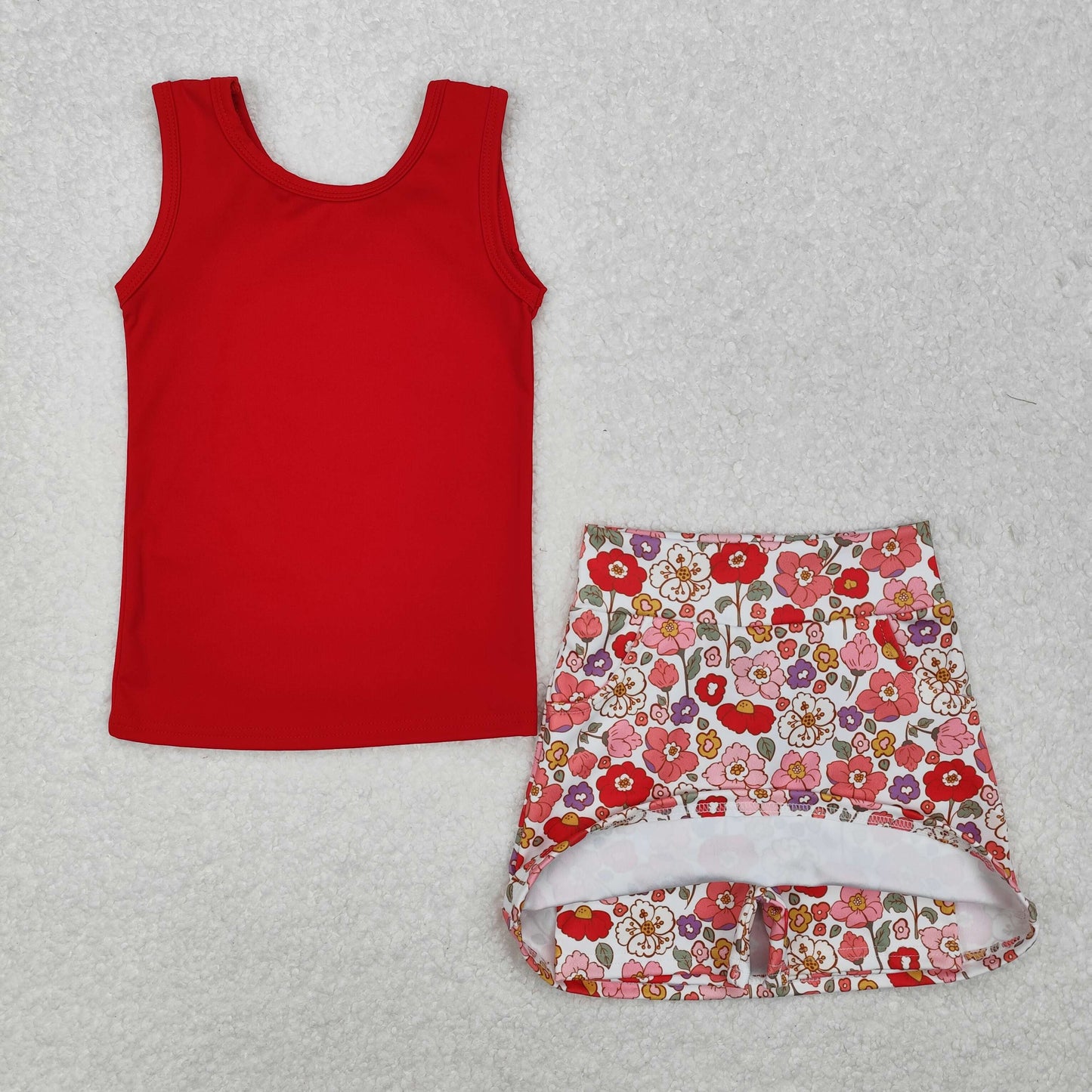 Red Floral Skort Set - Preorder