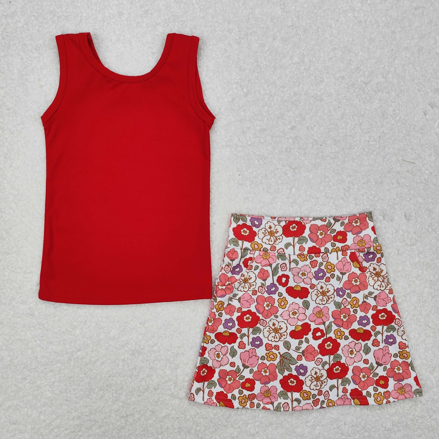 Red Floral Skort Set - Preorder