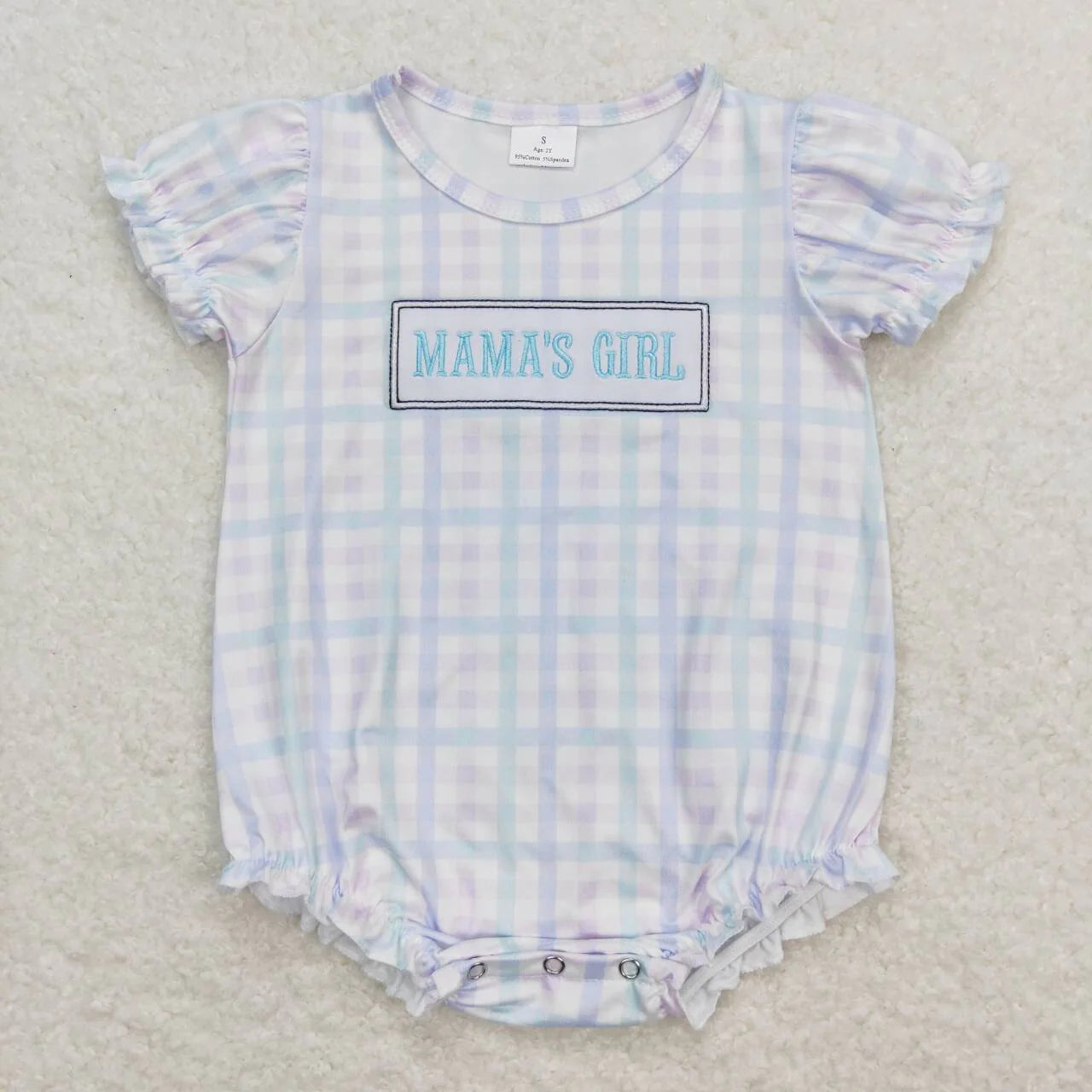 Mama's Girl Embroidered Gingham Romper - Preorder