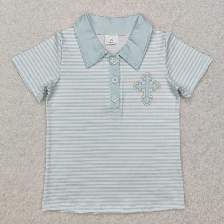 Boys Striped Cross Polo - Preorder