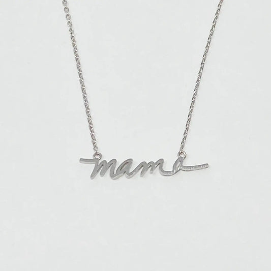 Mama Script Necklace (Silver) - Preorder