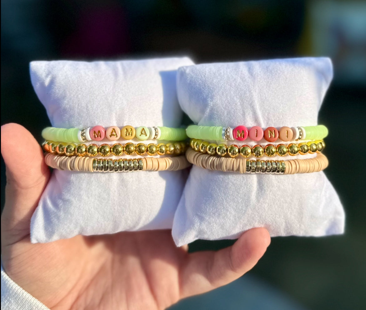 Mama + Mini Bracelet Stacks—Green set