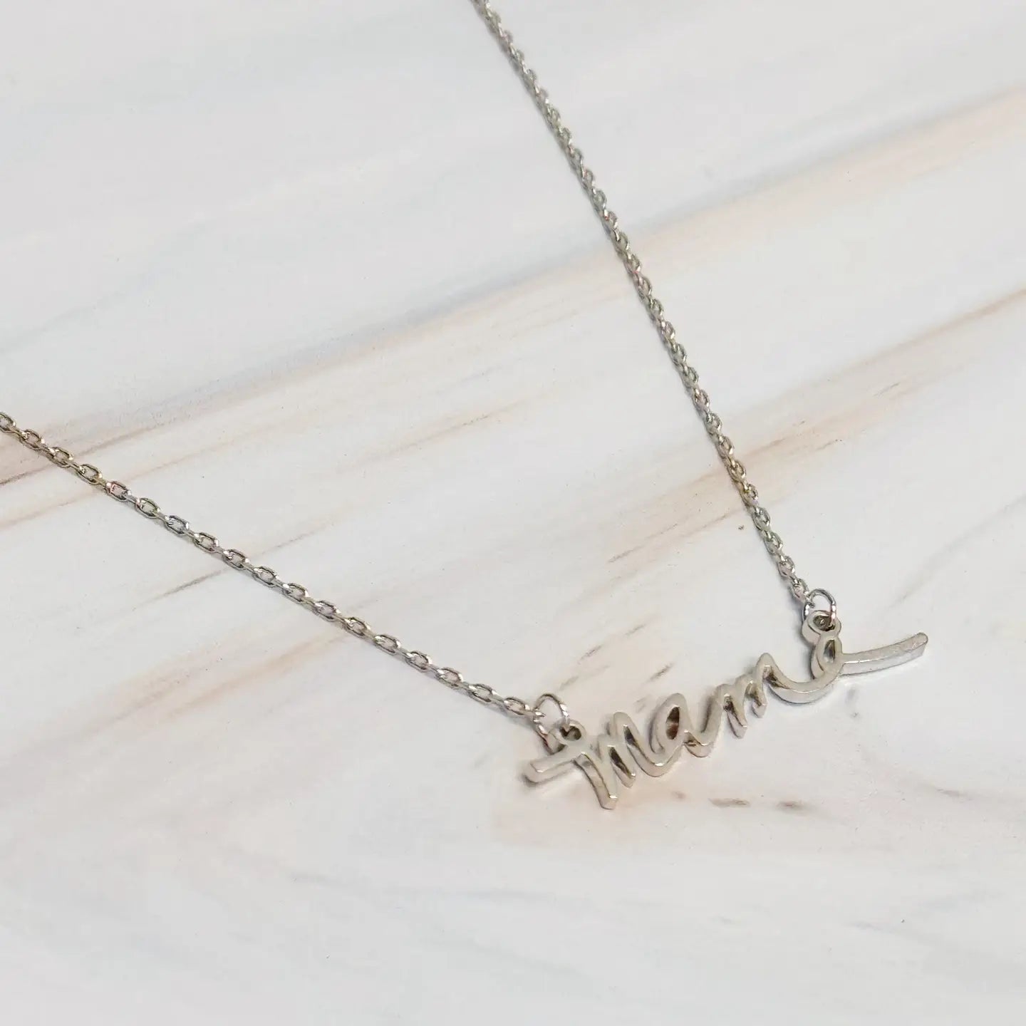 Mama Script Necklace (Silver) - Preorder