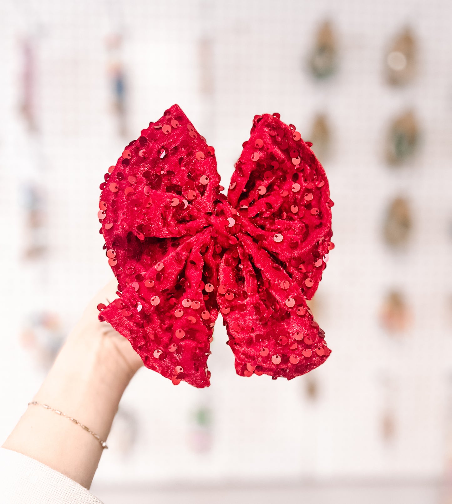 Red Sequins Sailor Bow