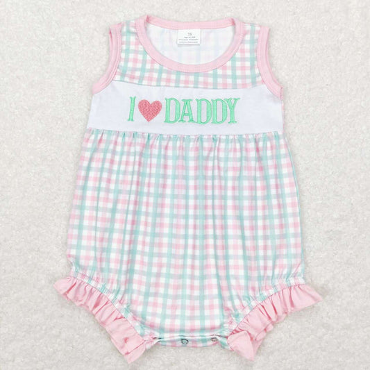 I Love Daddy Embroidered Girls Bubble - Preorder