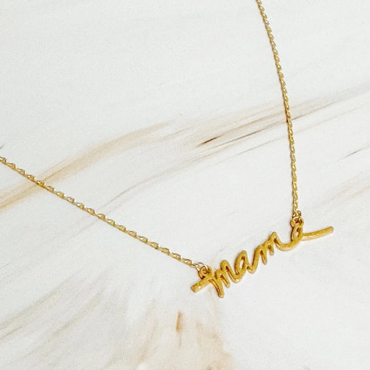 Mama Script Necklace (Gold) - Preorder