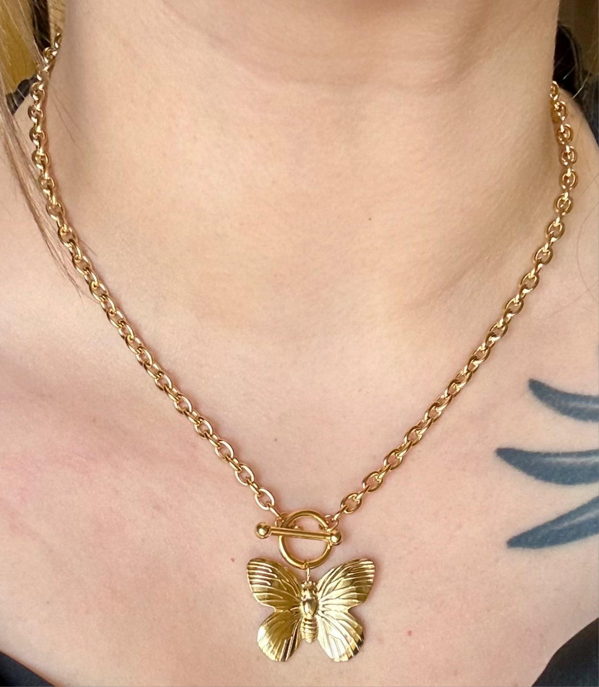 Vintage Butterfly Solo Toggle Necklace