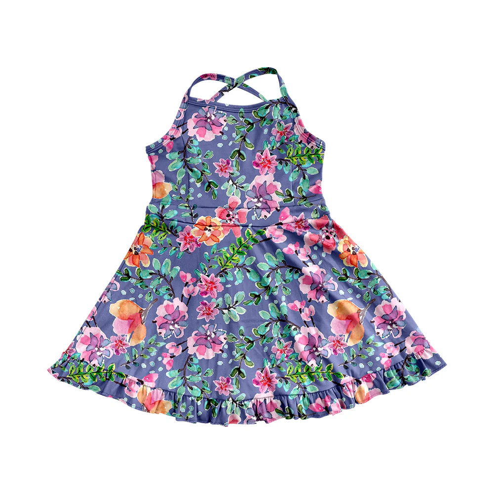 Purple Floral Athletic Skort Dress - Preorder