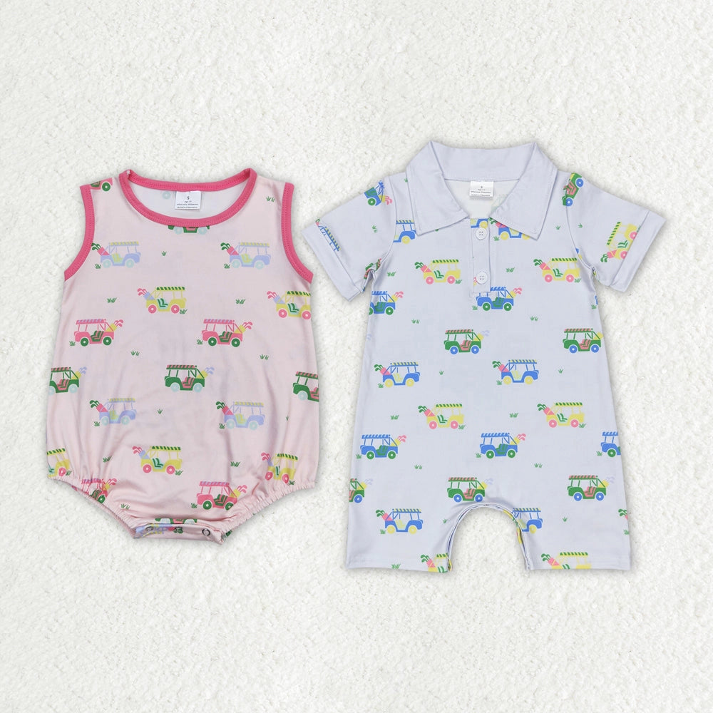 Blue Boys Golf Romper - Preorder