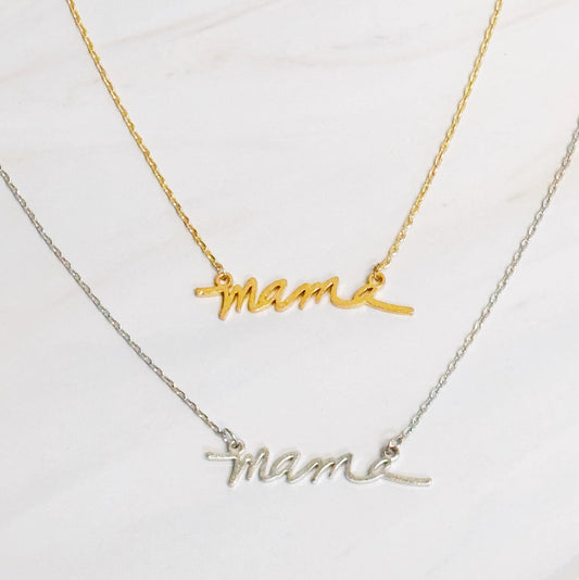 Mama Script Necklace (Gold) - Preorder