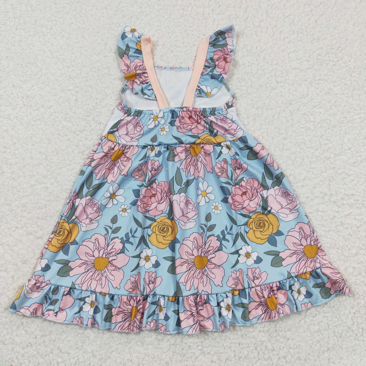 Mama's Girl Embroidered Blue Floral Dress - Preorder