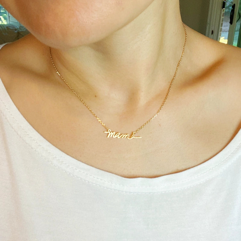 Mama Script Necklace (Gold) - Preorder