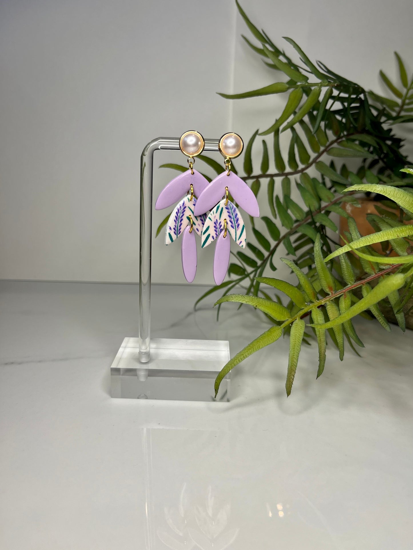 Earrings—Purple Floral #073