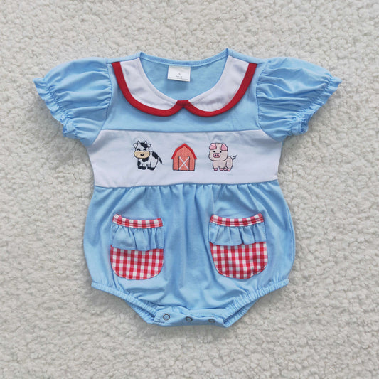 Embroidered Gingham Farm Bubble - Preorder