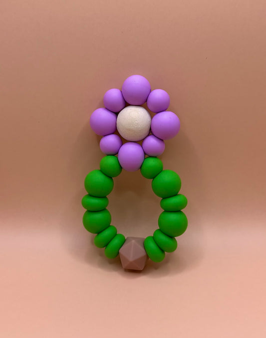 Flower Teether—Purple & Green