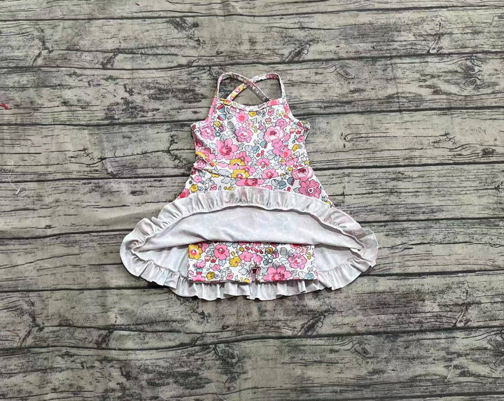 Pink Floral Ruffle Skort Dress - Preorder