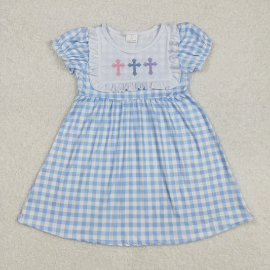 Blue Gingham Cross Sibling Outfits - Preorder