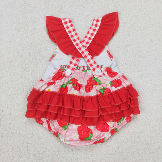 Mama's Girl Embroidered Strawberry Romper - Preorder