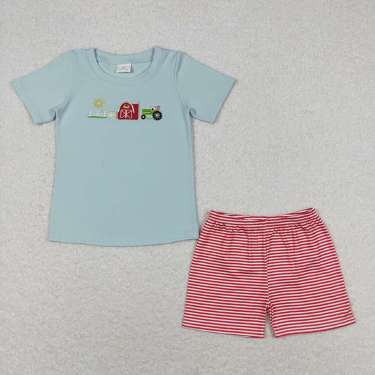 Embroidered/Stripe Farm Boys Set - Preorder