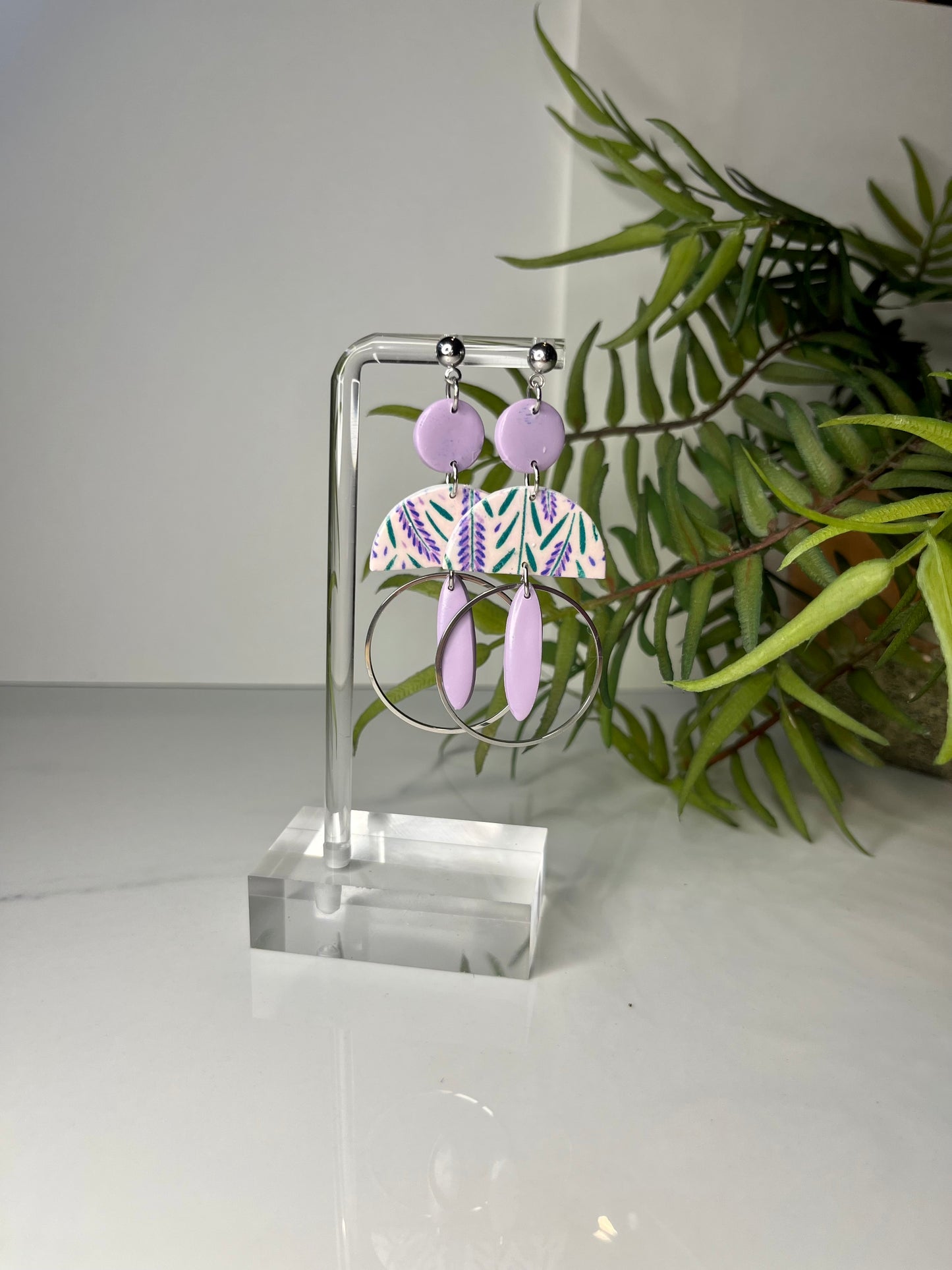 Earrings—Purple Floral #078
