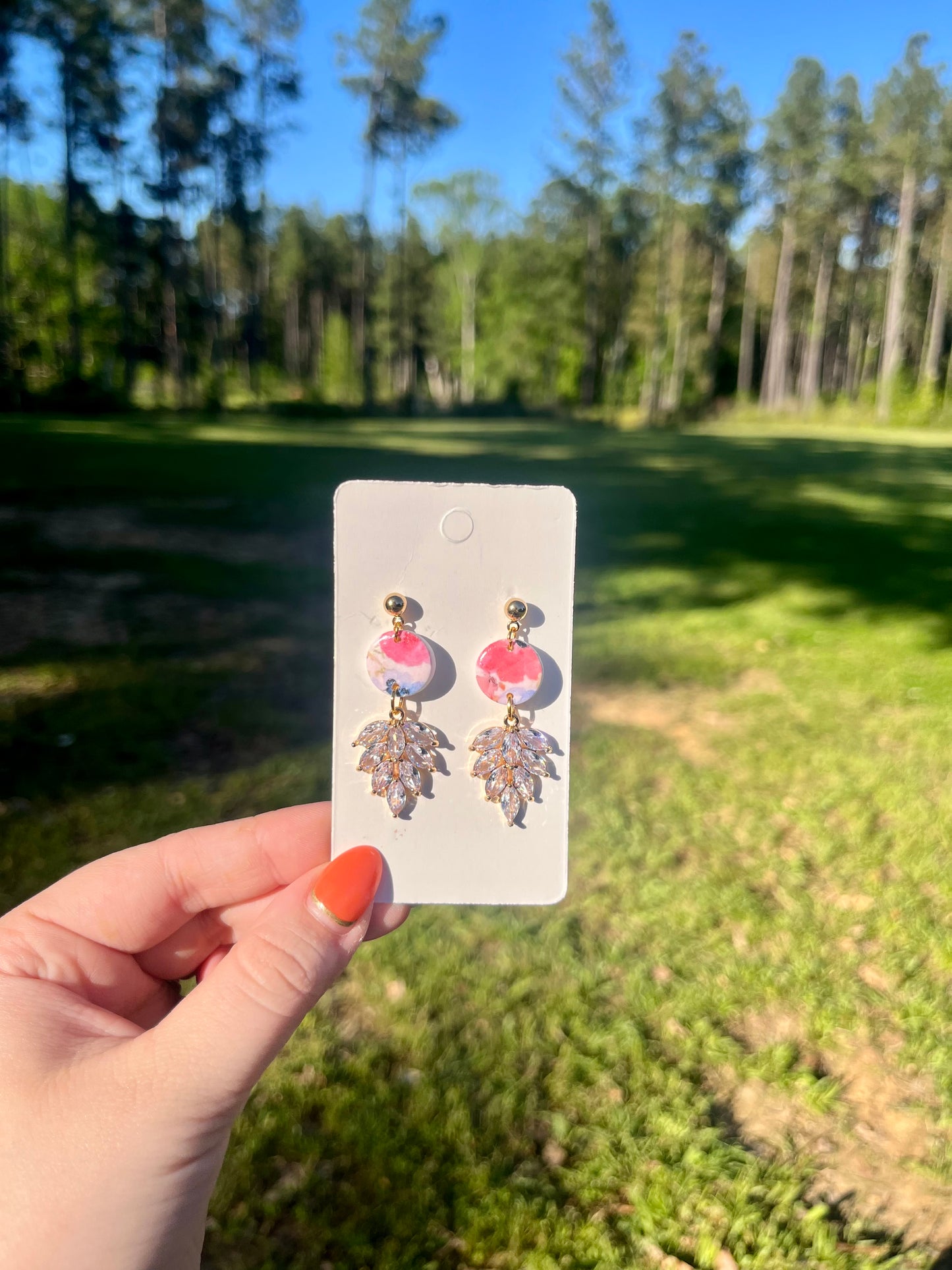 Earrings—Pink Watercolor #124