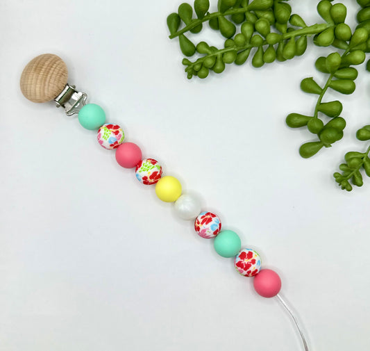 Tropical Bright Florals Paci Clip