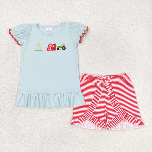 Embroidered/Stripe Farm Girls Set - Preorder