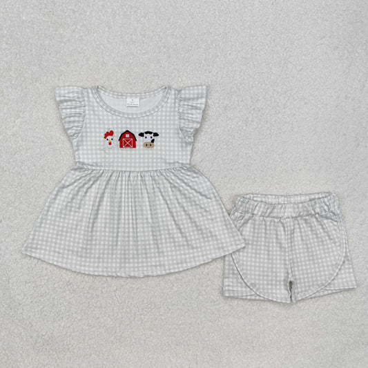 Farm Girls Set (Gray Gingham Embroidered) - Preorder