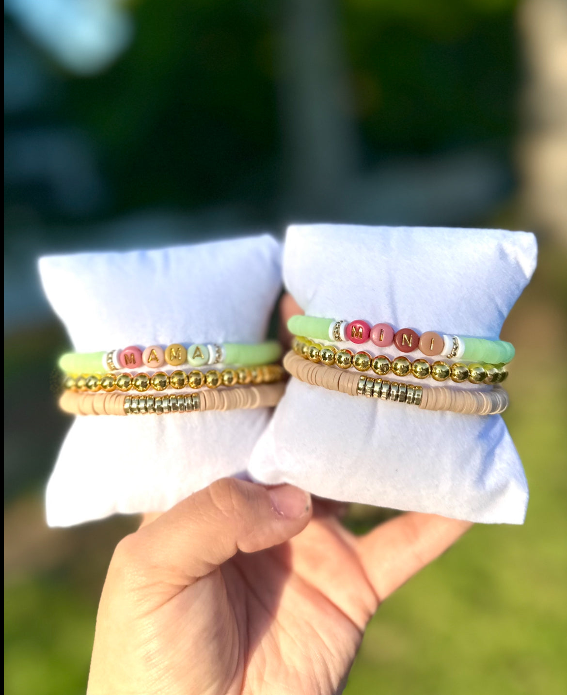 Mama + Mini Bracelet Stacks—Green set