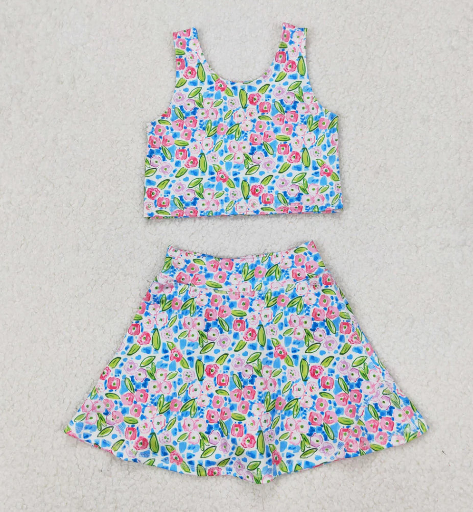 Vivid Floral Athletic Skort Set - Preorder