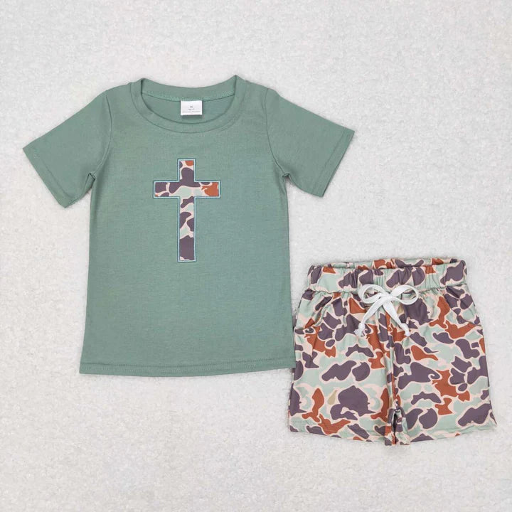 Boys Embroidered Camo Cross Set - Preorder