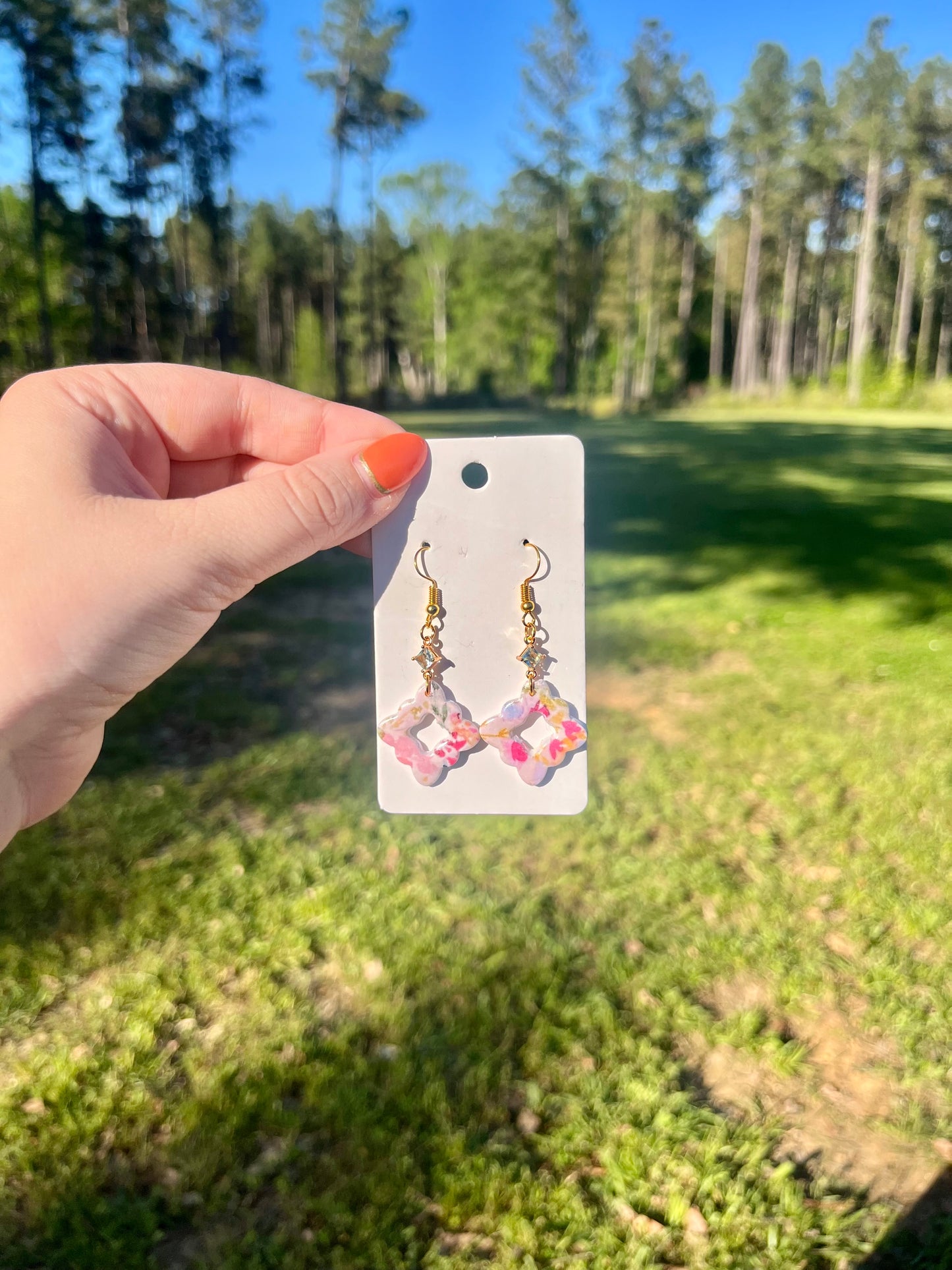 Earrings—Pink Watercolor #121