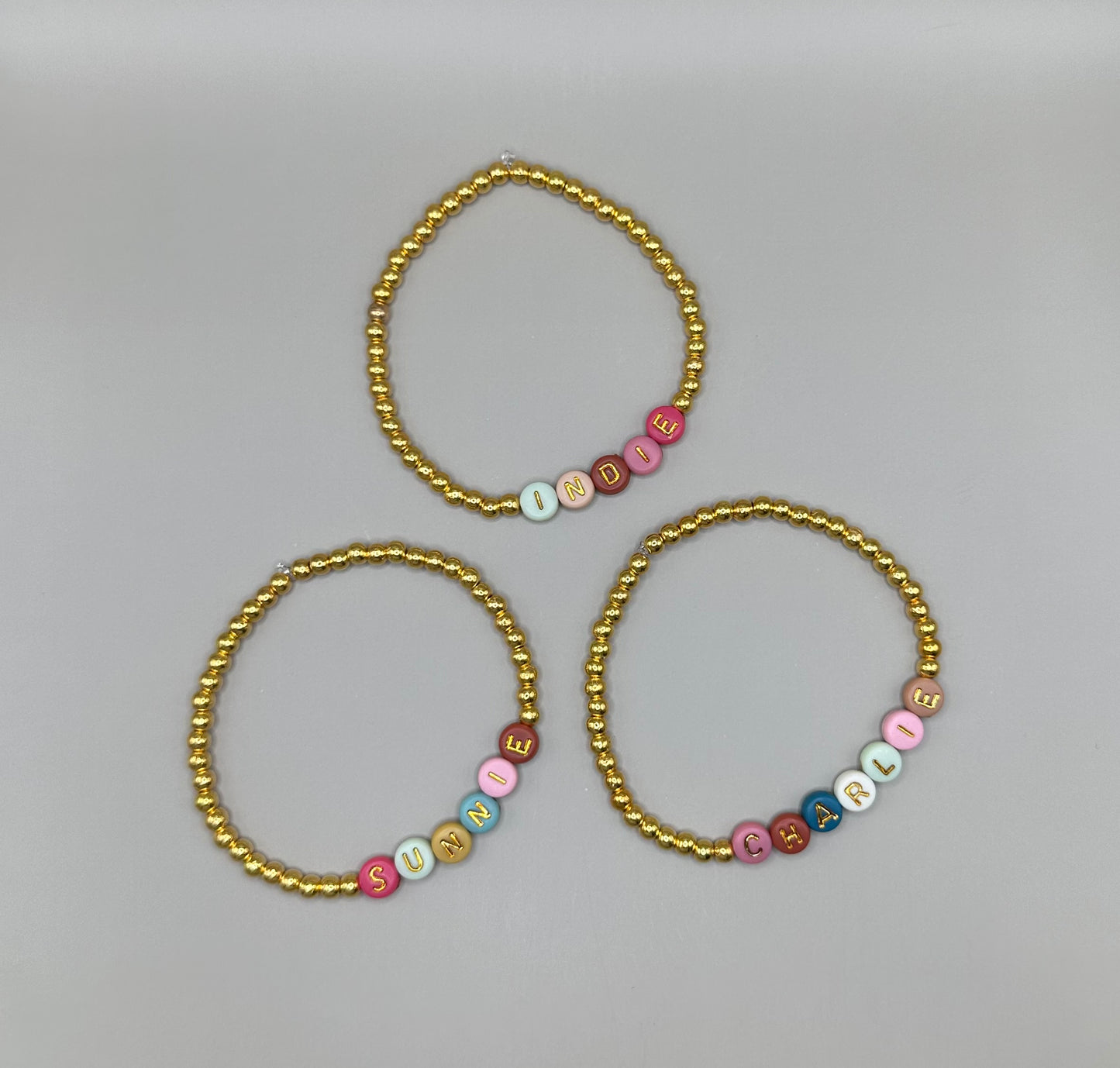 Gold Custom Rainbow Name Bracelets