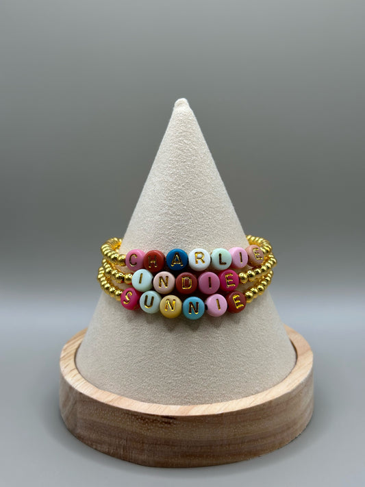 Gold Custom Rainbow Name Bracelets