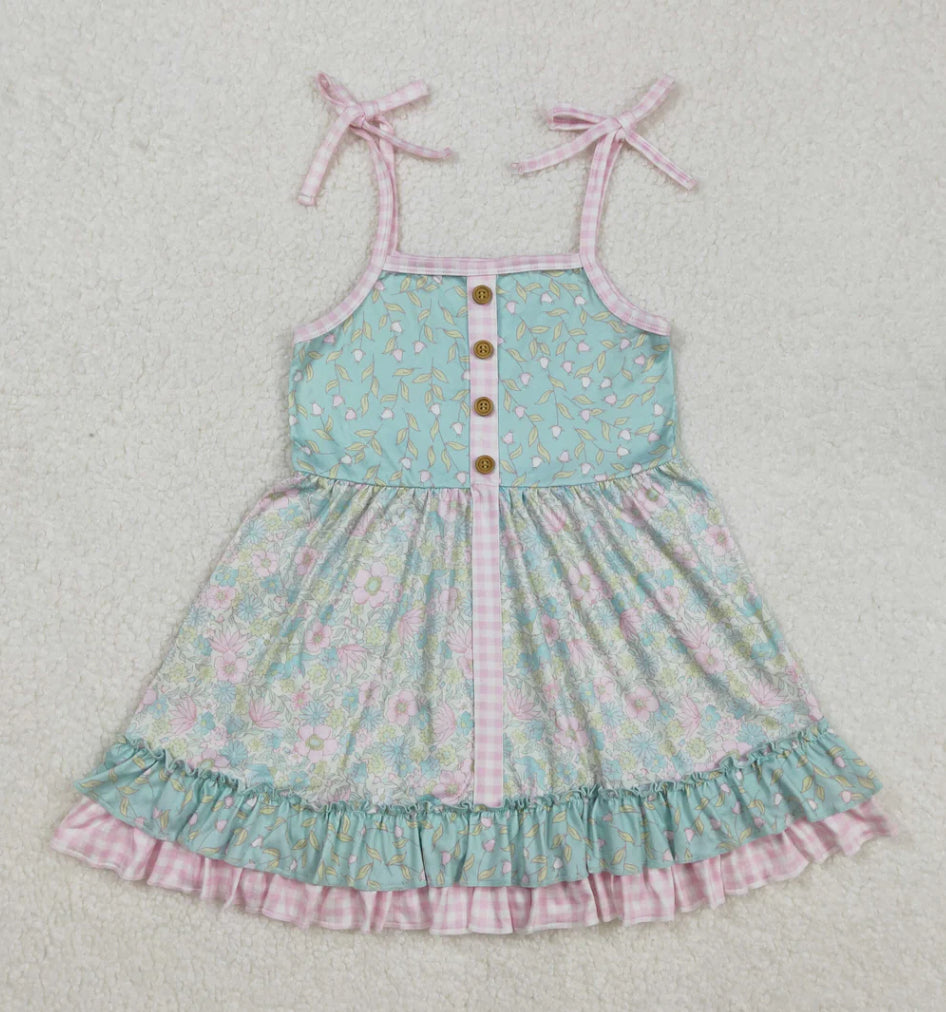 Mint Floral Ruffle Dress