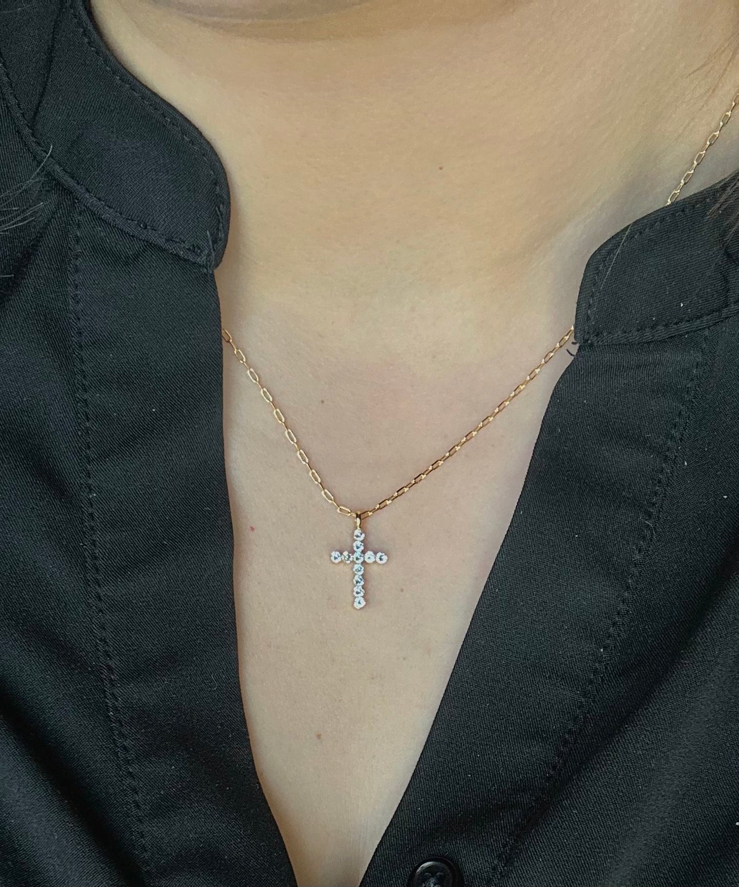 Faceted Crystal Cross Necklace