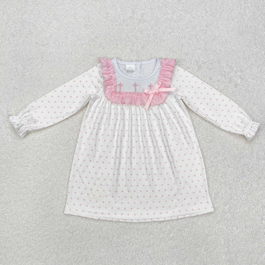 Pink Embroidered Cross Sibling Outfits - Preorder