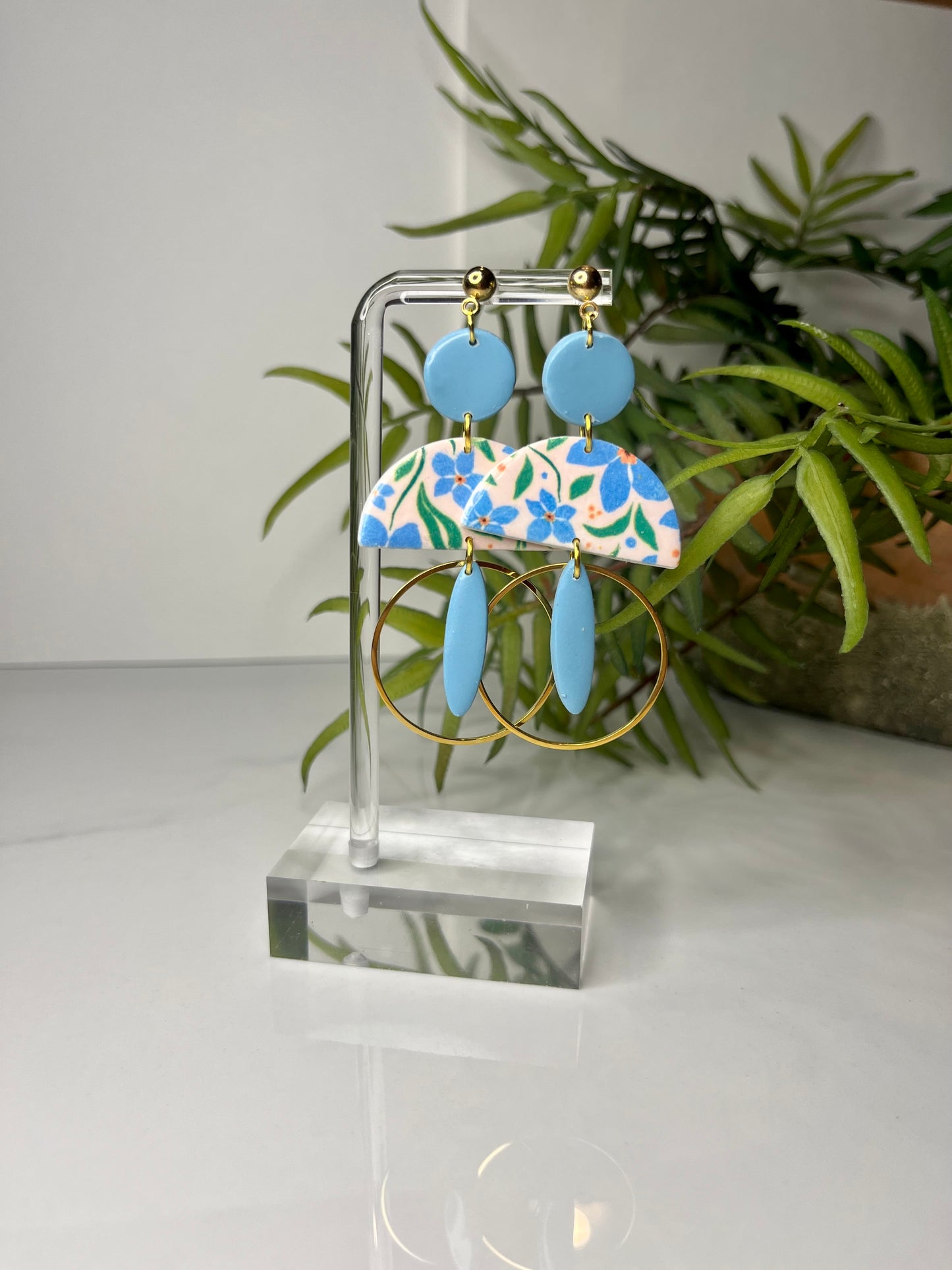 Earrings—Blue Floral #077