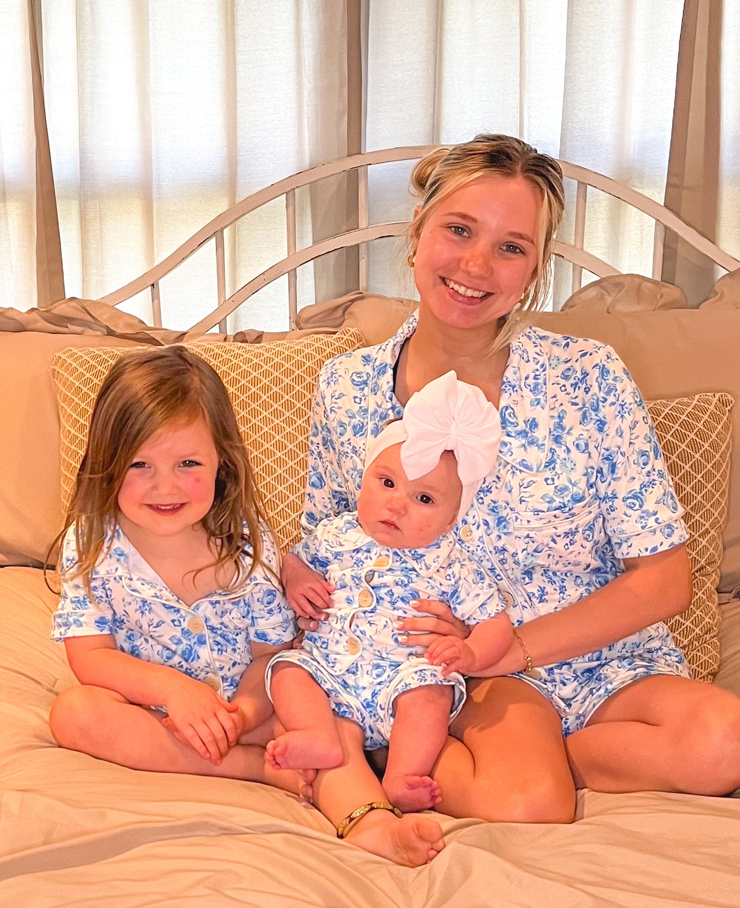 PREORDER—Blue & White Floral PJs (Mommy Matching)