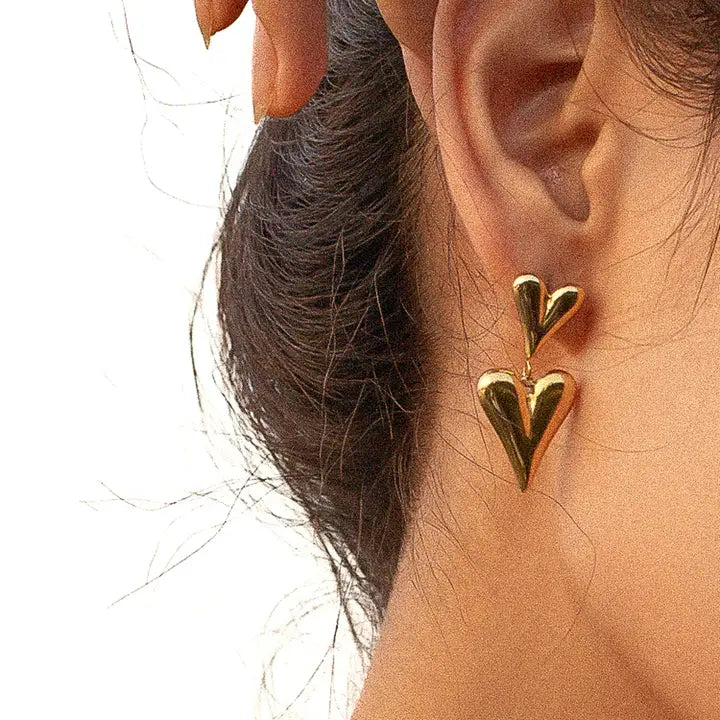 Adeline 18K Gold Non-Tarnish Layered Heart Earring - preorder