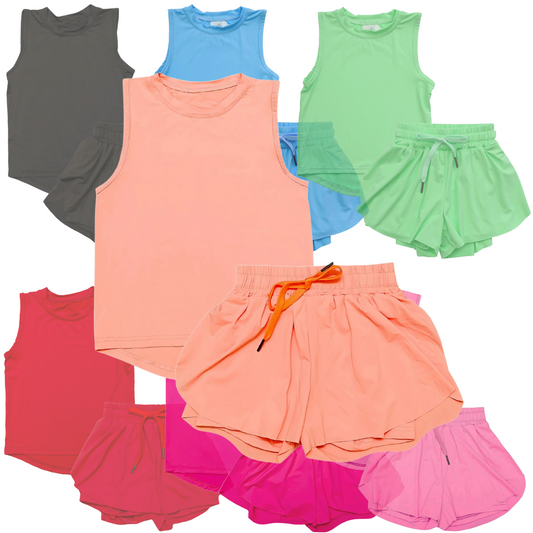 Girls Athletic Skort Shorts Set (7 colors) - Preorder