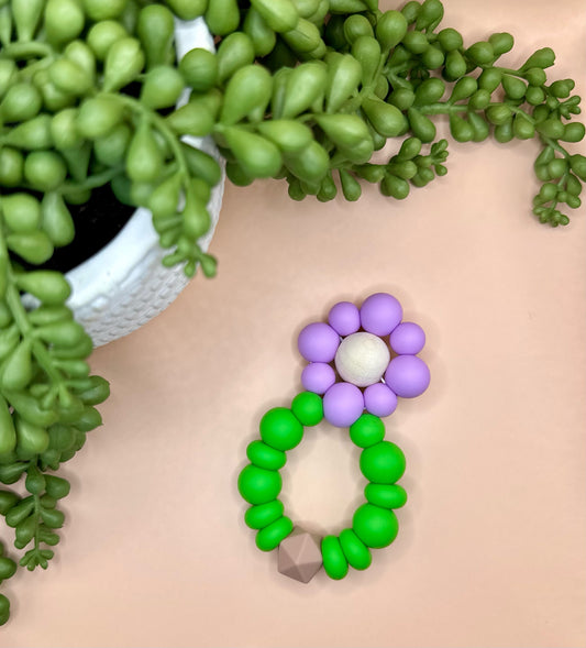 Flower Teether—Purple & Green