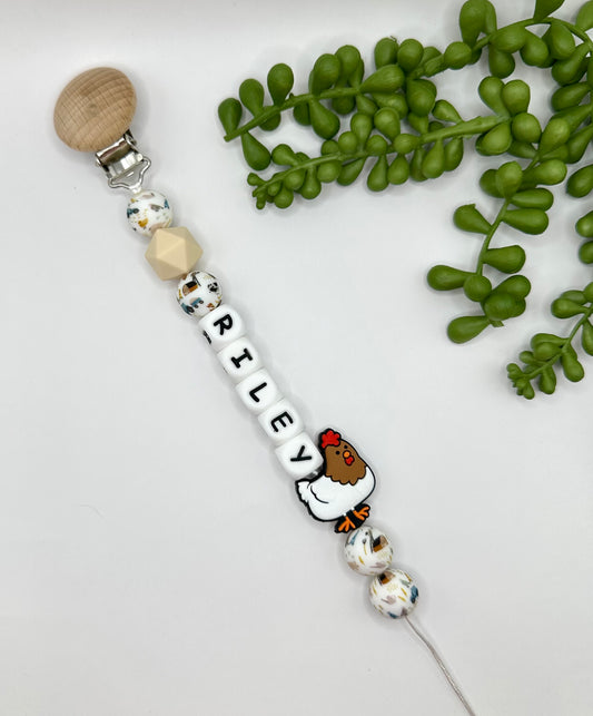 Farm Life & Chicken Pacifier Clip