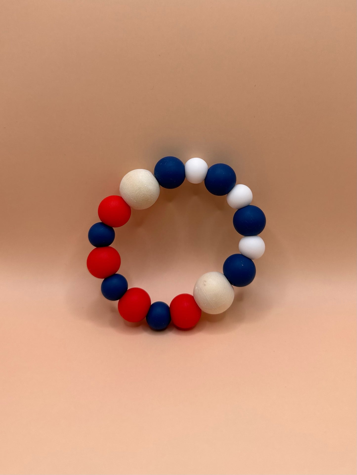 Teething Ring—Red, White, & Navy