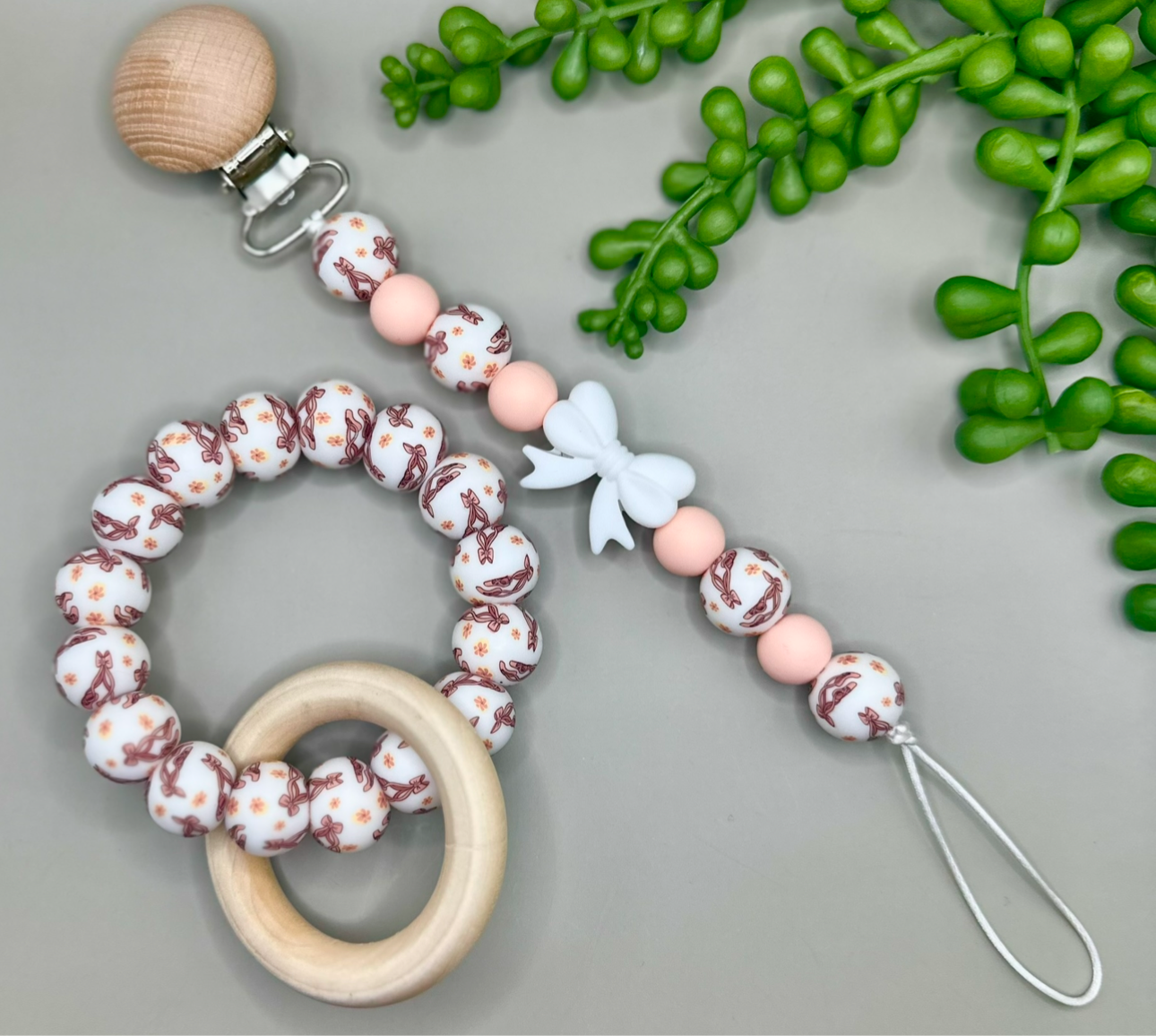 Ballerina Shoes Pacifier Clip + Teether