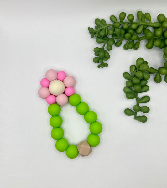 Flower Teether—Pink+Quartz
