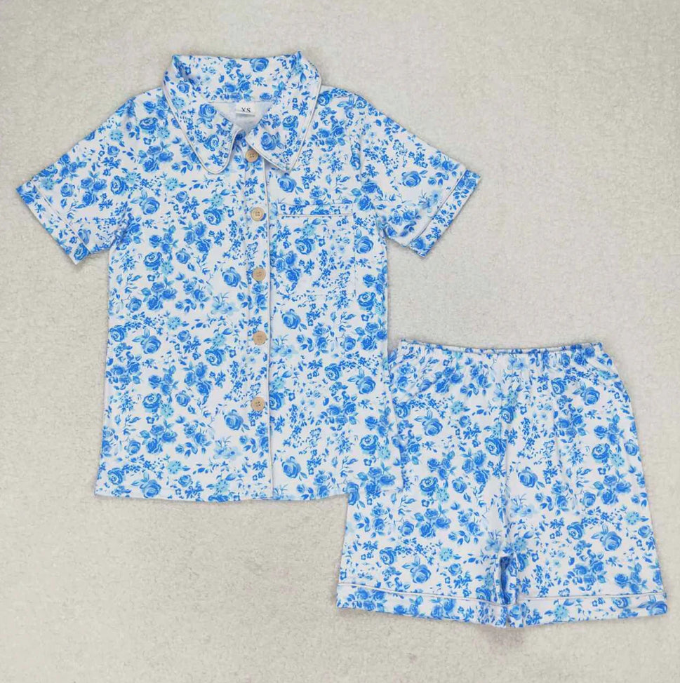 PREORDER—Blue & White Floral PJs (Mommy Matching)