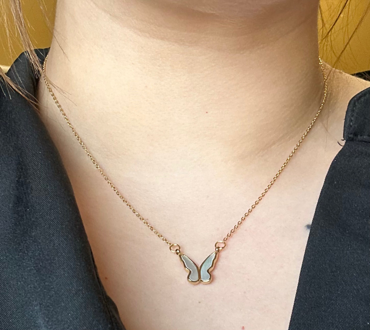 Golden Shell Butterfly Necklace